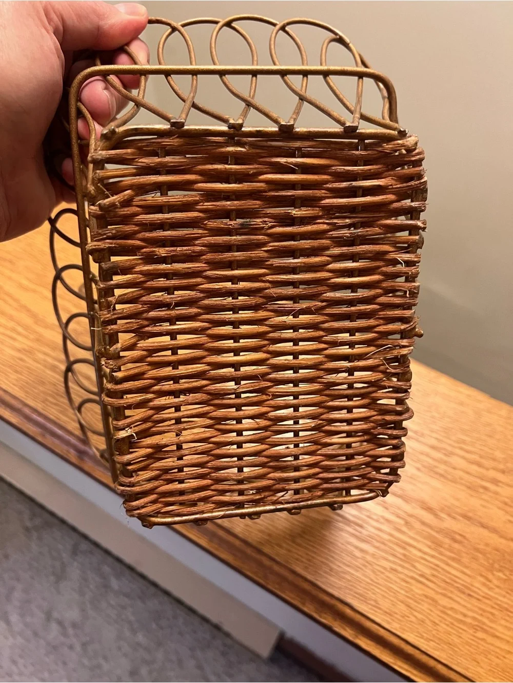 Metal Wire Basket with Handle - Brown